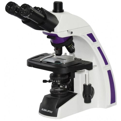 Microscópio Trinocular Ótica Finita Acromático LED 1600x com Contraste de Fase 640x