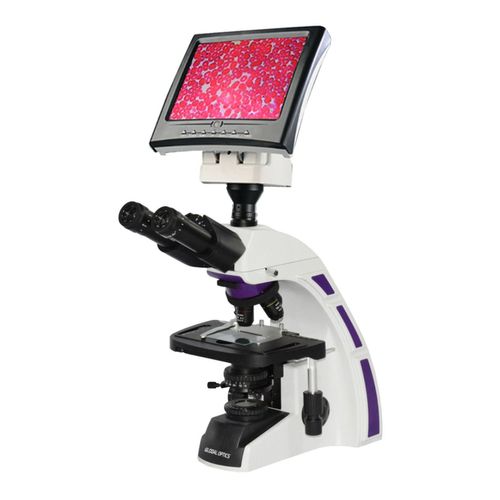 Microscopio Trinocular Otica Finita Acromatico Led 1600x Com Monitor
