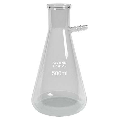 Frasco Kitazato Vidro Boro 3.3 C/ Saída Superior 500ml - CX/ 8 unidades Frasco Kitazato Vidro Boro 3.3 C/ Saída Superior 500ml - CX/ 8 unidades