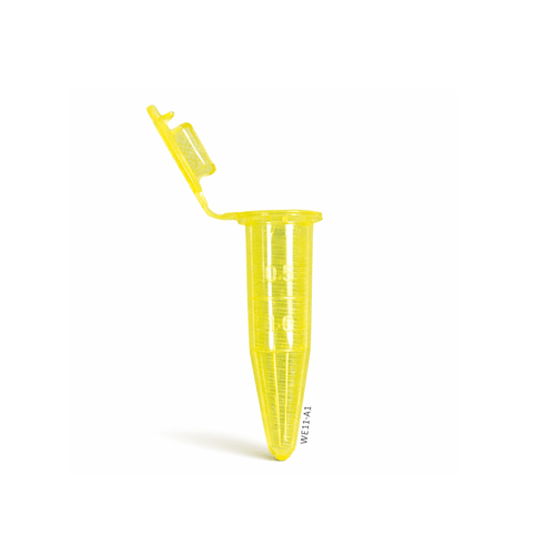 MIicrotubo-0.5ml-graduado-amarelo-xplast-we11A1-angulo-frontal